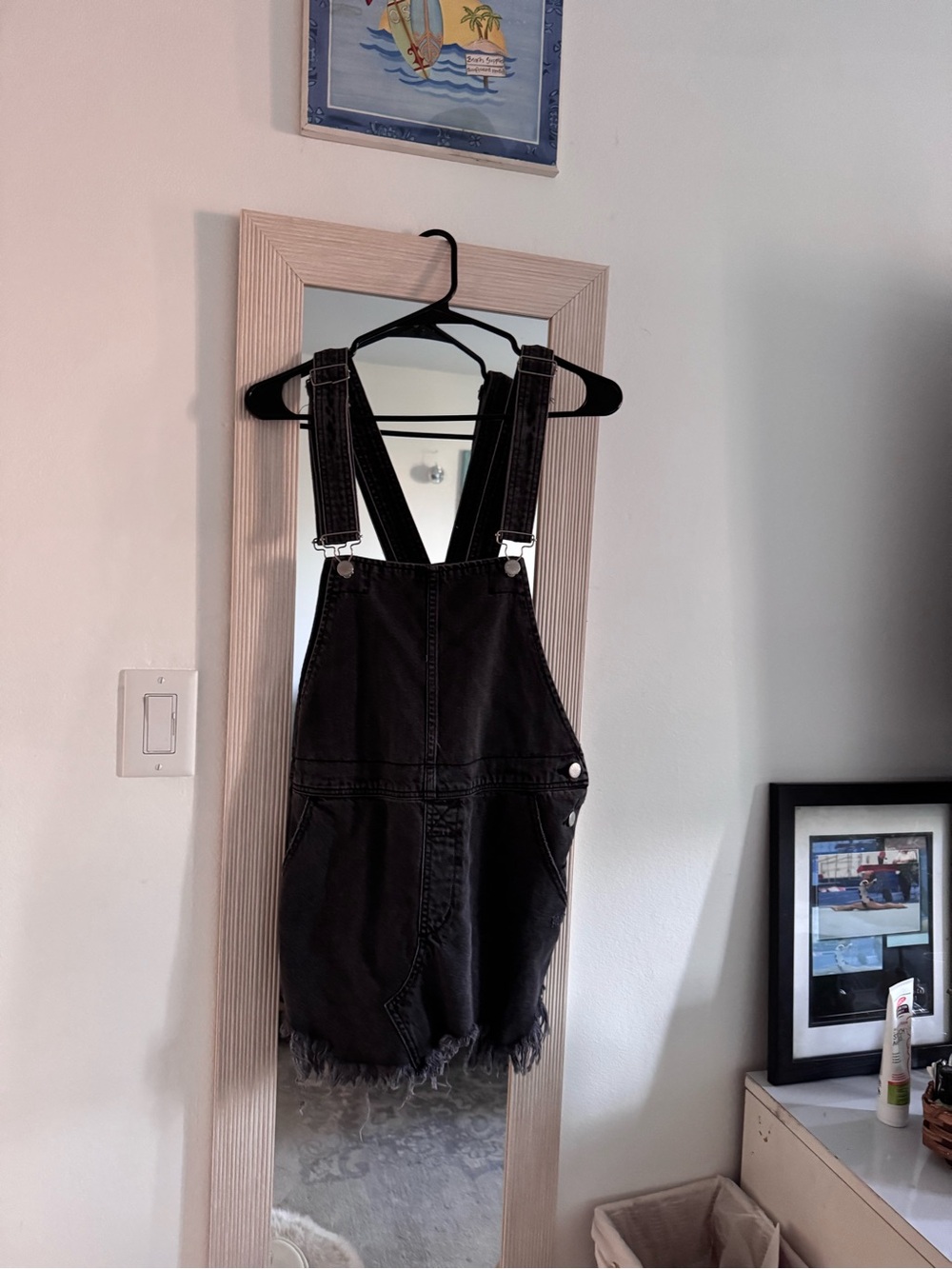 Free People Ziggy Black Denim Overall Dress